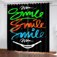 Yiran Furniture Leende Ansikte Hipster Grafisk Vektor Mörkläggningsfönstergardin för Sovrum Vardagsrum Badrum Kök Dörr Hög Skuggning Nytt Mönster W70 X H185cm X 2&Grommet Top