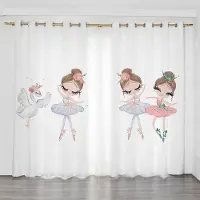 Yiran Furniture 2 Paneler Rosa Enhörningsgardiner Ballerinaflicka Gardiner för Barn Flickors Sovrum Fönsterblinds Golv-till-tak-fönster Öljetter upptill 100W130H(CM)40x51in&Grommet Top