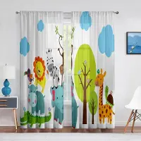 Yiran Furniture Djungelsafari Djur Skir Voile Gardin för Baby Sovrum Barn Barnkammare Söt Elefant Lejon Giraff Tiger Fönster Tyllgardiner W65X60H(cm)X2Pcs&Hook