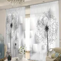 Yiran Furniture 2 st. Halvskira gardiner med tryck av blommor och blad, Ljusfiltrerande gardiner för vardagsrum, sovrum, kök, kafé, heminredning cortinas 170W200H(CM)67x79in&Grommet Top