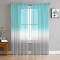Yiran Furniture Rosa Vit Grå Gradient Ombre Skira Gardiner för Vardagsrumsdekoration Fönstergardin Kök Tyll Voile Organza Draperier W135 x H185cm x1&Rod Pocket