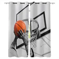 Yiran Furniture Gratis Frakt Billiga Pojkar Sport Basketplan Modern Fönstergardin för Vardagsrum Sovrum Dekoration Hemtextil Draperier 2ST W60 X H150(CM)X2&Grommet Top