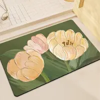 Yiran Furniture Camellia Badrum Diatomitlera Golvmatta Vattenabsorption och Halkskydd Mjuk Kudde Färsk Blomma Badrumsdörr Hushåll Toalett Entré 40 * 60CM