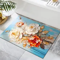 Yiran Furniture 3D Visuell Blomma Diatomitlera Golvmatta Badrumsgolvmatta Entrédörrmatta Badrum Absorberande Fotmatta 50*80cm