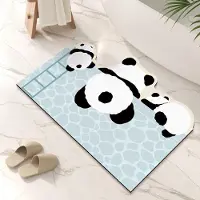 Yiran Furniture Tecknad Panda Kiselgur Matsta för Golv Hushållsspecialformad Badrums Anti-halkmatta Badrumsdörr Absorberande Matta 50 * 80Cm