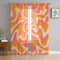 Yiran Furniture Turkosa Skira Gardiner med Marmortextur för Vardagsrumsdekoration Fönstergardiner för Kök Tygtyll Voile Organzagardiner W135 x H115cm x1&Grommet Top