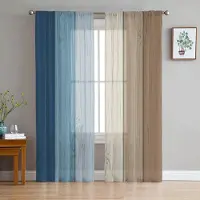 Yiran Furniture Vintage Rosa Grå Gradvis Träådring Skira Gardiner för Vardagsrumsdekoration Fönstergardin Kök Tüll Voile Organza Draperier W135 x H115cm x1&Grommet Top