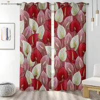Yiran Furniture Blommiga Gardiner för Sovrum, Romantisk Pastoral Stil, Lätta att Tvätta och Sköta, Hemdekoration, 2 st W65X165H(CM)X2PCS&Grommet Top