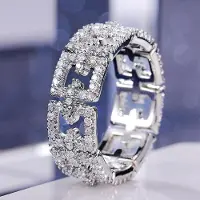 YIRAN Jewelry Huitan Snygga Briljanta Dam Bröllopsringar Helt Belagda Glänsande CZ Löfte Kärleksring Mångsidig Statement Smycke Hög Kvalitet 7 gray