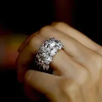 YIRAN Jewelry Huitan Nya Bling Bling Dambröllopsringar med Oval Kubisk Zirkonia Kristall Glänsande Tillbehör för Fest Smycken Statementring 8 brown