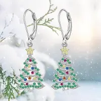YIRAN Jewelry Huitan Bling Julgransdesign Hängande Örhängen för Kvinnor Nydesignade Nyårsörhängen Jubileumsfest Trendiga Smycken white