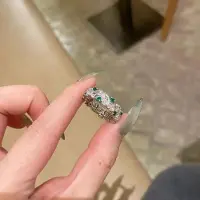 YIRAN Jewelry retro ljus lyx inlagd grön ring diamanter oval spetsig kristallring lysande trend enkel fest smycken 8 beige