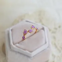YIRAN Jewelry Original Lila Romantisk Lila Emajl Fräscha Blommor Ringar för Kvinnor Utsökta och Lätt lyxiga förlovningsfest smycken resizable gray