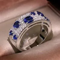 YIRAN Jewelry S Nyaste För Kvinnor Underbar Blå Nano AAA+ CZ Äkta Glittrande Ring Gåva Bröllopsfest Smycke Gåva 9 beige