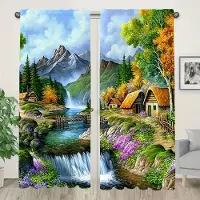 Yiran Furniture Gardiner med samtida konstlandskapstryck, stångficka sovrum och vardagsrum, heminredning, rumsdekoration 14Wx39L(35x100CM)x2