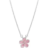 YIRAN Jewelry Ny Fräsch Och Härlig Rosa Blixt Kristall Persika 925 Sterling Silver Smycken Körsbärsblommor Blomma Kvinnor Hänge Halsband Xl005 white