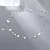 YIRAN Jewelry 925 Sterling Silver Halsband För Kvinnor Enkelt Stjärnberlock Hänge Tofs Nyckelbenskedja Fest Smycke Gåva Dz661 white