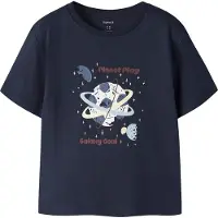 Name it T-shirt - NmmVictor - Marinblå Kavaj/Fotboll Space - - 1 år (80) - T-shirt