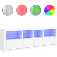 vidaXL Skåp Med LED-belysning, Vitt, 202X37X67 Cm