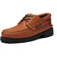 Timberland för män. TB0A2PDQAJW1 Nautikskor i brunt läder Authentic (43.5 W), Hud, Karta, Nyckelband, Casual, Klassisk