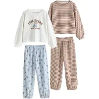 Next Pyjamas kräm / himmelsblå / brun / vit