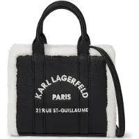 Karl Lagerfeld Handväska 'Rue St-Guillaume' svart / ullvit