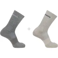 Salomon - Vandringskläder - Socks Evasion Crew 2-Pack Light Grey Heather Medium för UnisexBomull - Storlek 45-47 - Grå