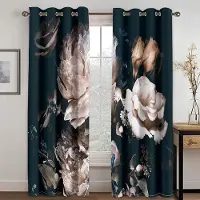 Yiran Furniture Lyxiga 3D-gardiner med rosmotiv, ett set med två paneler, mörkläggningsgardiner för sovrum och vardagsrum heminredning. 70W165H(CM)X2PCS&Grommet Top