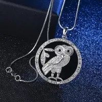 YIRAN Jewelry Livligt runt cirkel uggla hänge långt halsband för kvinnor ny mode kristall smycken Other blue