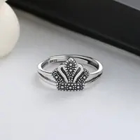 YIRAN Jewelry Luckcomee S925 Sterling Silver Retro Kronform Damring Ins Trend Mode Silver Smycken Vigselringar 295fj Resizable silver