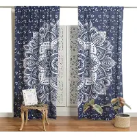 Yiran Furniture Egyptisk Afrikansk Indisk Andlig Mancha Tunna Fönstergardiner för Barn Vardagsrum Sovrum Badrum Kök Dörrdekor Persienner Hall W50 X H130(CM)X2&Grommet Top