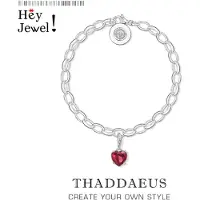 YIRAN Jewelry Röda hjärtlänkarmband med berlocker, Romantisk 925 Sterling Silver Damgåva Europa Stil Smycken Modeaccessoar Klubb 16cm white