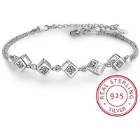 YIRAN Jewelry 925 Sterling Silver Kublåda Armband & Armringar Nytt Mode Armband För Kvinnor Sterling -Silver -Smycken white