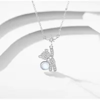 YIRAN Jewelry 925 Sterling Silver Zirkon Björn Stjärna Hänge Halsband För Kvinnor Flickor Fest Smycken Choker Krage Dz149 silver