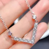 YIRAN Jewelry Dam 925 Silver 3 mm Diamanttest Past 0,1 Karat D Färg Moissanit V-formad Hängsmycke Halsband Nytt Ankomst Bröllopssmycken brown