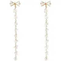 YIRAN Jewelry Nytt Mode Allmatch Damörhängen Rosett Långa Kristalltofsörhängen Dammode Unika Örhängen white