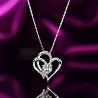 YIRAN Jewelry Huitan Ny Design Dubbelt Hjärta Silverfärg Hänghalsband För Kvinnor Enkelt Stilfullt Bröllopstillbehör Gåva Smycken 45cm blue