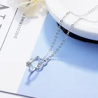 YIRAN Jewelry 925 Sterling Silver Charmigt Zirkon Dubbelcirkel Hjärthalsband För Kvinnor Alla Hjärtans Dag Gåva Bröllopssmycken S -N261 silver