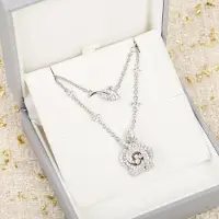 YIRAN Jewelry Nytt Toppmärke Äkta 925 Sterling Silver Smycken Kvinnor Rosblomma Diamant Hänge Halsband Härlig Design Fin Lyxkvalitet 45cm white