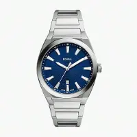 Fossil 42mm Svart Urtavla Herrklocka - Armband i Rostfritt Stål, Vattentålig, Elegant Kvarts FS5822 blå