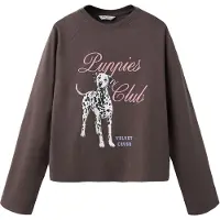 Mango KIDS T-shirt 'PUPPIES' brun / gammalrosa / svart / vit