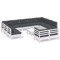 vidaXL Loungegrupp med dynor 12 delar vit massiv furu