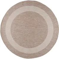 De Onlinewinkelier b.v. Rund utomhusmatta | Sierra Border beige/gräddvit | Ø 160cm | Beige | Rund | Utomhusmattor