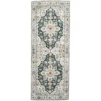 FRAAI Tvättbar löpare | Domingo Mandala mörkgrön hos Volero | 80x350cm | Turkos | 3D | Mesh | Löpare | Inomhusmattor