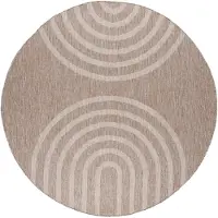 De Onlinewinkelier b.v. Rund utomhusmatta | Sierra Arches beige/gräddvit | Ø 160cm | Beige | Rund | Utomhusmattor