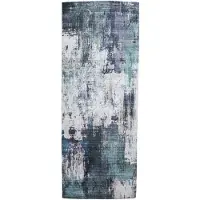 De Onlinewinkelier b.v. Tvättbar löpare | Domingo Grunge grön/gräddvit | 80x350cm | Creme | 3D | Mesh | Löpare | Inomhusmattor