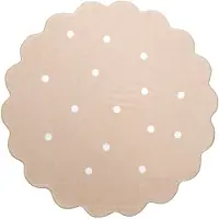 Little Olly Rund matta för barnrum | Cloudy Dots beige hos Volero | Ø 200cm | Beige | 3D | Mesh | Vågig | Barnkläder