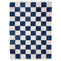 FRAAI Rutig matta | Blox Fringe blå hos Volero | 120x170cm | Blå | Rektangel | Inomhusmattor