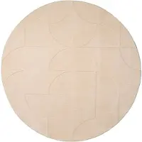 FRAAI Rund skandinavisk matta | Charm Circles beige | Ø 160cm | Beige | Rubber (TPR) | Rund | Inomhusmattor