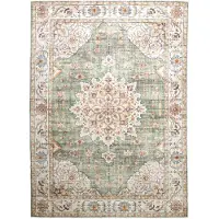 De Onlinewinkelier b.v. Vintage utomhusmatta | Santo Medaillon olivgrön | 200x290cm | Grön | 3D | Mesh | Rektangel | Utomhusmattor